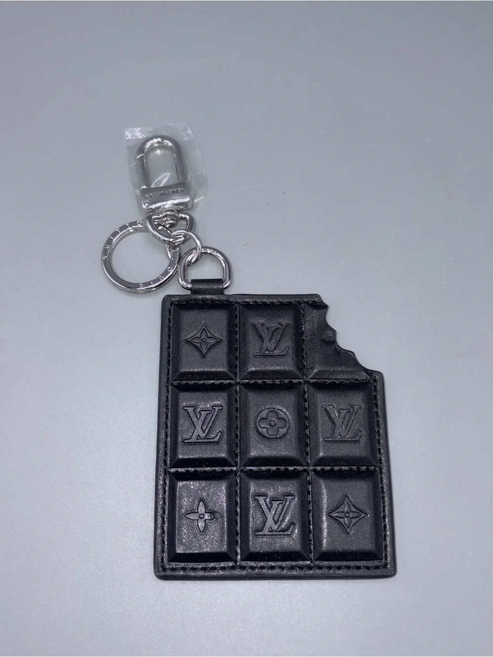 Louis Vuitton LV Chocolate Bar Key Holder and Bag Charm black leather